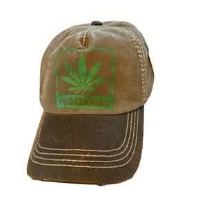 NWT KBETHOS Vegetarian Weed Distressed Baseball Cap, 420 Casual Streetwear